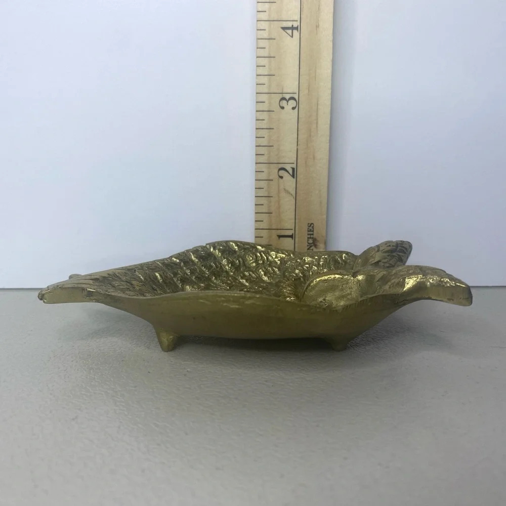 Vintage Textured Brass Owl Trinket Ring Dish MCM Mid Century unique fun cute - Picture 4 of 4